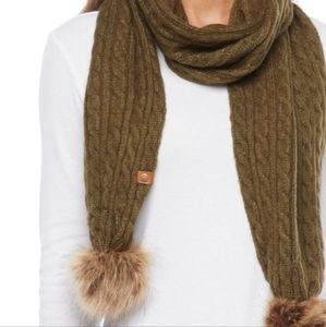 Frye & Co Cold weather scarfs with faux fur pom-poms